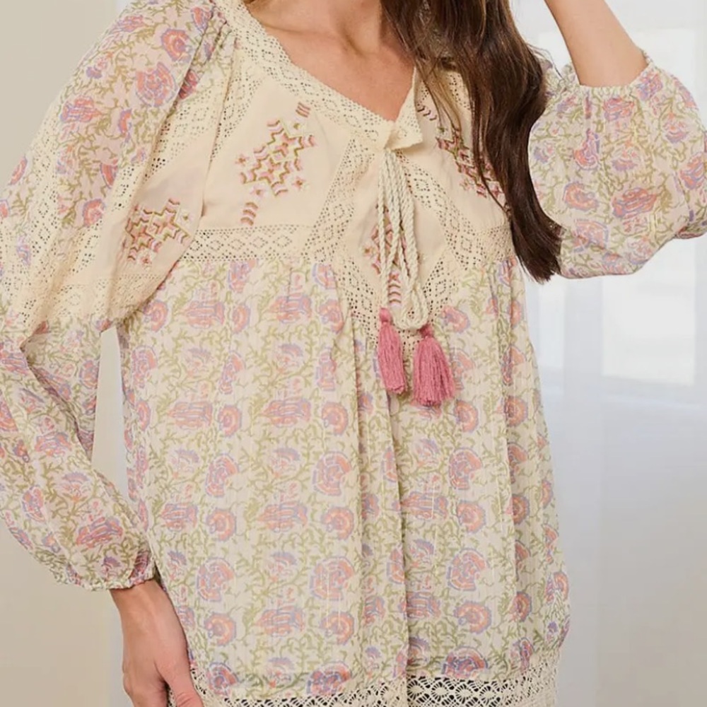 38. Long Sleeve Embroidered Floral Blouse
